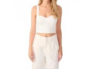 NEW DRESS TO sweetheart neck smocked linen top in off white